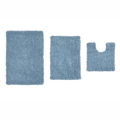 Fantasia Bath Rug Collection Cotton Shaggy Pattern Tufted Set of 3 Bath Rug Set - Home Weavers