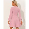 Allegra K Women's Round Neck Work Office Button Decor Long Sleeve A Line Dress - 3 of 4