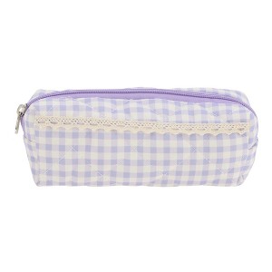 Unique Bargains 1 Pc Plaid Lace Style Drawstring Makeup Bag for Vacation Polyester - 1 of 4