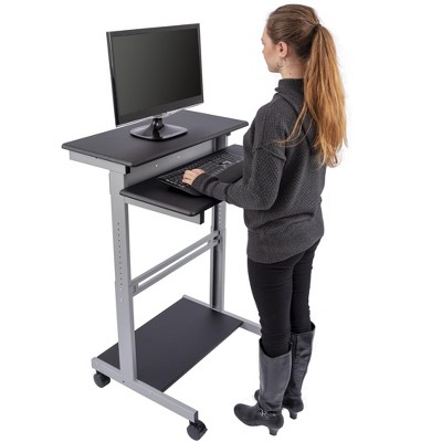 ErgoFlex Black and Silver Adjustable Two-Tier Standing Desk