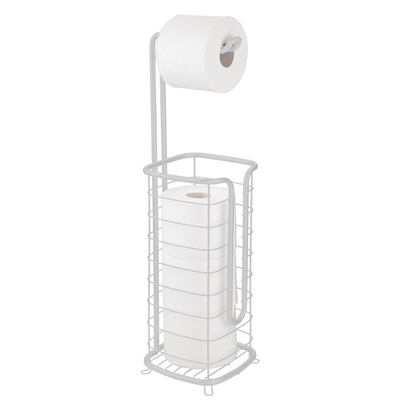 mDesign Steel Freestanding Toilet Paper Holder Stand and Dispenser, 3 of 6