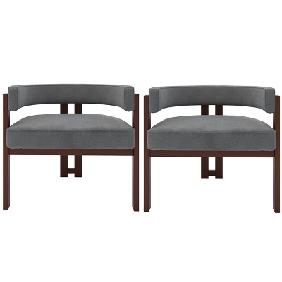 Dexmalle Set of 2 Curved Back Accent Chair with Rubber Wood Legs