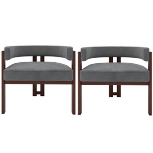 Dexmalle Set of 2 Curved Back Accent Chair with Rubber Wood Legs - 1 of 4