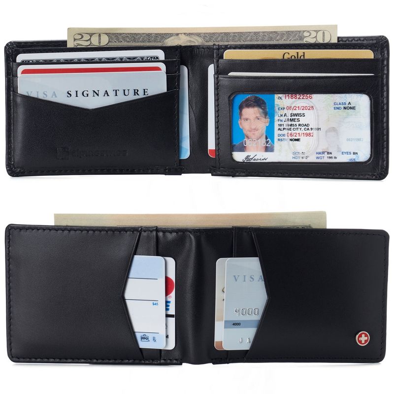 Alpine Swiss Men’s Delaney Slimfold RFID Safe Slim Bifold Wallet Smooth Leather Comes in Gift Box, 2 of 7