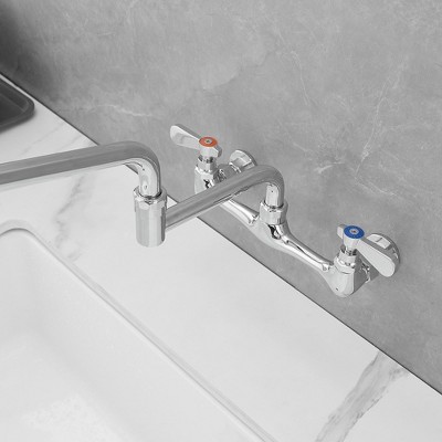 Polished Chrome 18" Wall-Mount Commercial Kitchen Faucet