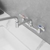 BWE Double Handles Wall Mount Modern Standard Kitchen Faucet With 8 Inch Swivel Spout 8" Center - 4 of 4