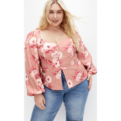 Women's Plus Size Sweet Adelyn Print Top - vintage rose | CITY CHIC