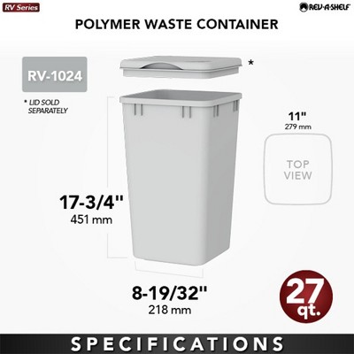 Rev-A-Shelf Green Polymer Pull-Out Trash Bins, 27 Quart, 2 Pack