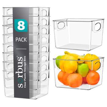 Sorbus 8 Pack Medium Clear Acrylic Storage Bins - for Kitchen, Cabinet Organizer, Pantry & Refrigerator
