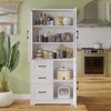 Karl Home 66.9in.H White Display Cabinet Storage Cabinet with 3 Doors 3 Drawers 5 Shelves Modern Style - 2 of 4