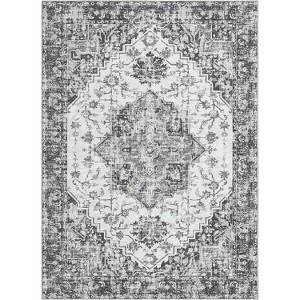 Washable Area Rug for Bedroom Large Living Room Soft Rug, Non Slip Medallion Oriental Floor Carpet, Low Pile Indoor Vintage Distressed Rug - 1 of 4