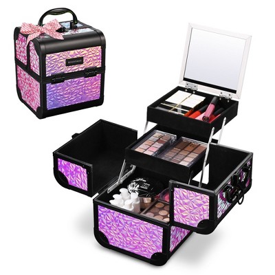Byootique Makeup Train Case Cosmetic Organizer w/ Mirror Mermaid