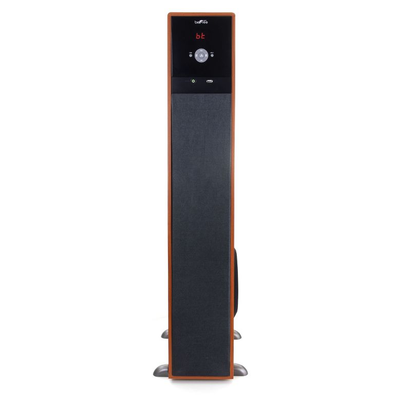 beFree Sound Bluetooth Powered Tower Speaker in Natural Wood, 1 of 10