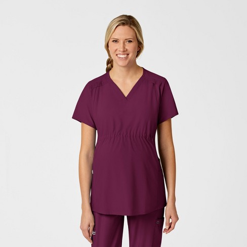 Wink Maternity V-neck Scrub Top, Wine, Xs : Target