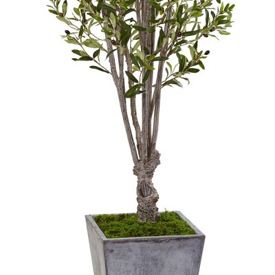 74" Silk Olive Tree in Stone Planter