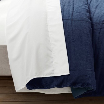 Lush Decor Lush Décor 7pc Queen Modern Ultra Soft Faux Fur Light Weight All Season Comforter Bedding Set Navy Blue — фото 6