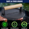 CHEFSPOT Preseasoned Cast Iron Round Grill Press - Rigged Surface - 4 of 4