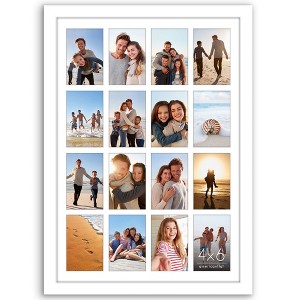 Americanflat 18x26 Collage Picture Frame - Use as Sixteen 4x6 Picture Frame Openings or One 18x26 Photo Frame Made of Engineered Wood - White - 1 of 4