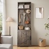 Garvee Farmhouse 3-in-1 Hall Tree w/ Shoe Storage Bench & 6 Hooks, Mudroom Bench with storage and hooks, Standing Coat Rack for Entryway Bedroom - 4 of 4