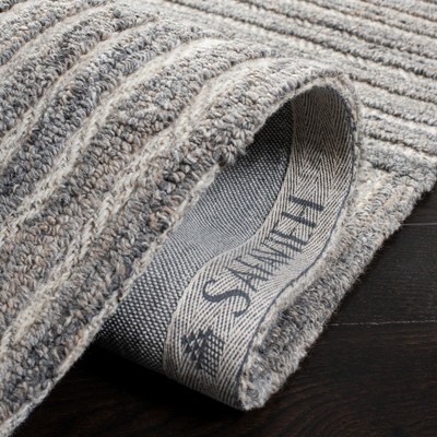 Beige and Gray Wool Handmade Tufted Runner Rug