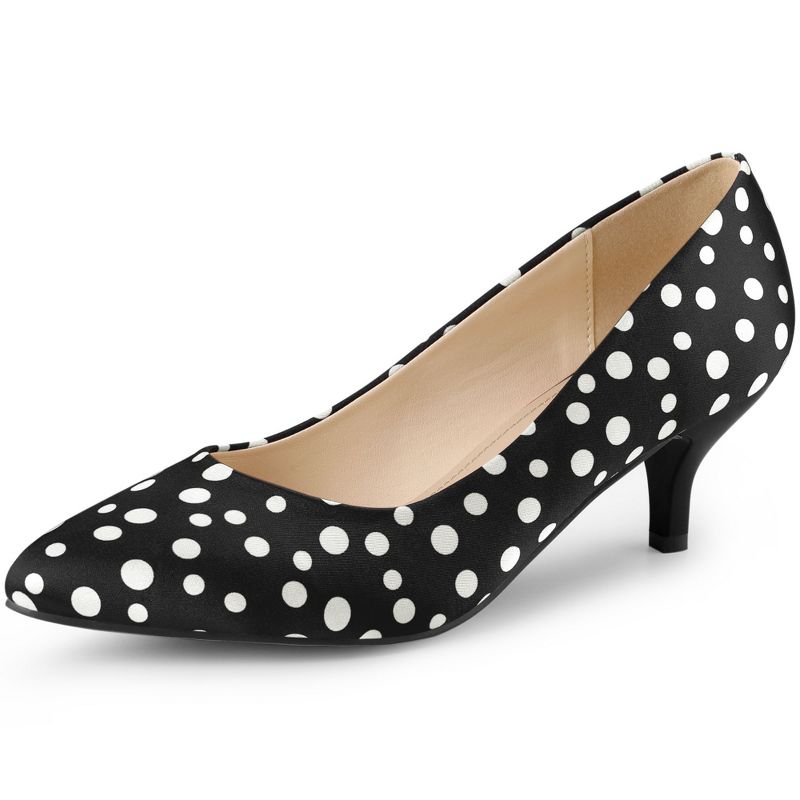 Allegra K Women's Pointed Toe Polka Dots Stiletto Heels Pumps, 1 of 7