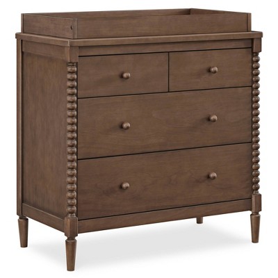 Delta Children Saint 4 Drawer Dresser with Changing Top and Interlocking Drawers - Greenguard Gold Certified - Teak Brown