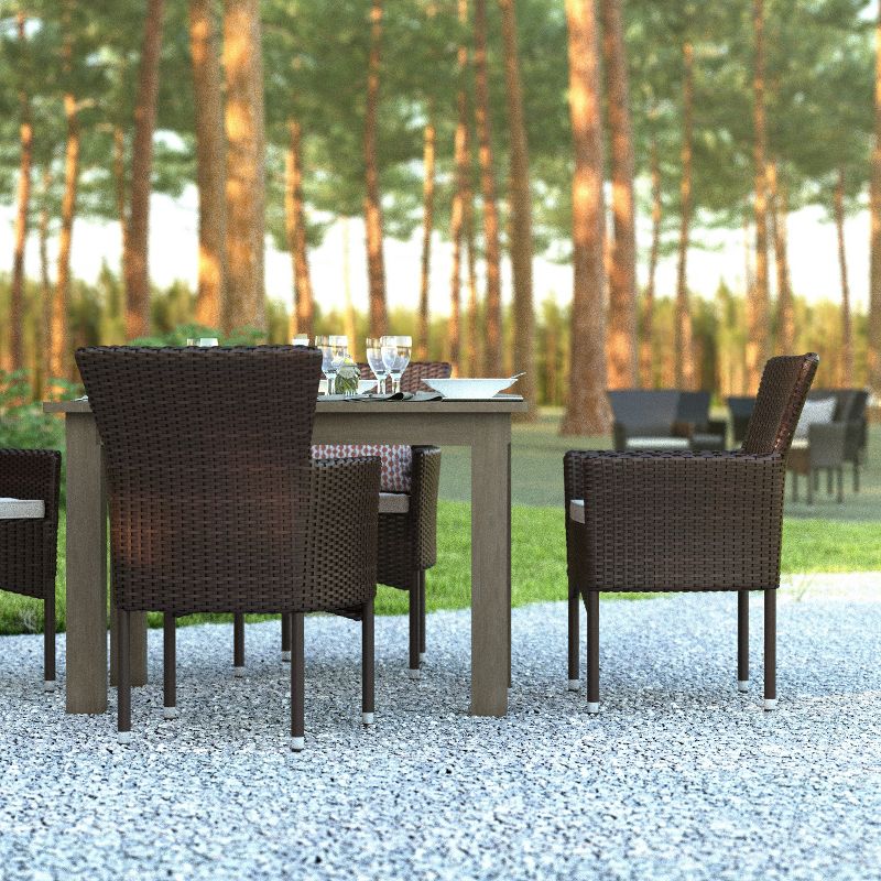 Emma and Oliver Set of 4 Modern Wicker Patio Chairs with Removable Cushions for Indoor and Outdoor Use, 4 of 12