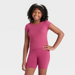 Girls' Short Sleeve Ribbed T-Shirt - art class™ - 1 of 3