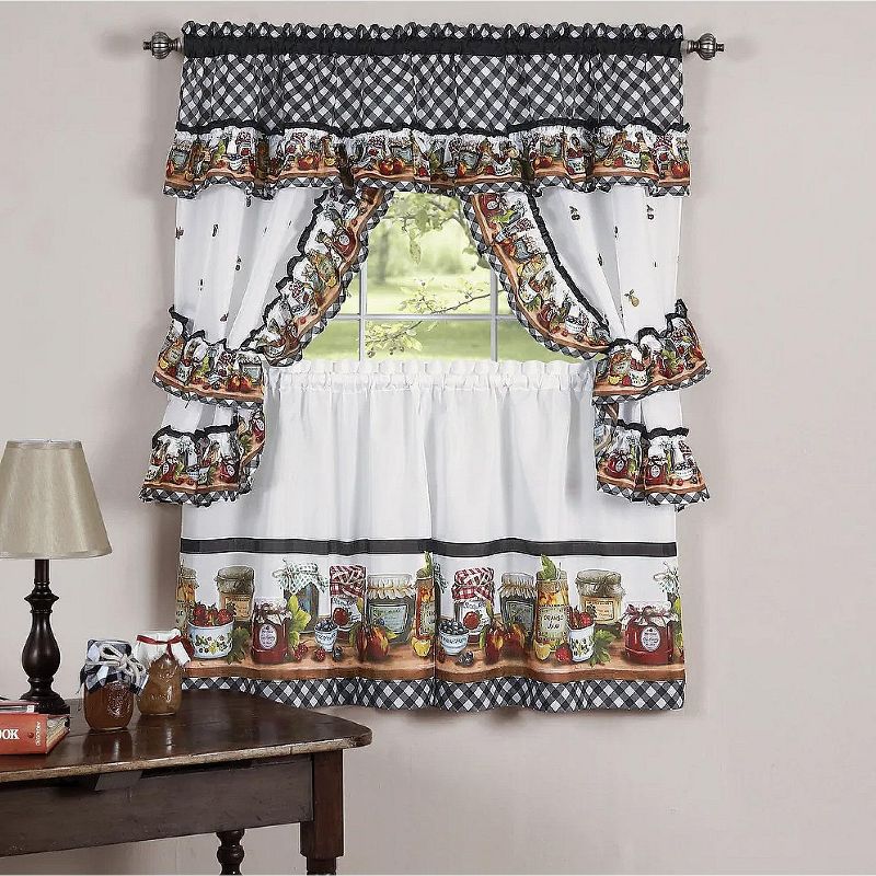GoodGram Mason Jars Cottage Style Country Farmhouse Cafe Kitchen Curtain Swag & Tiers Set, 2 of 4