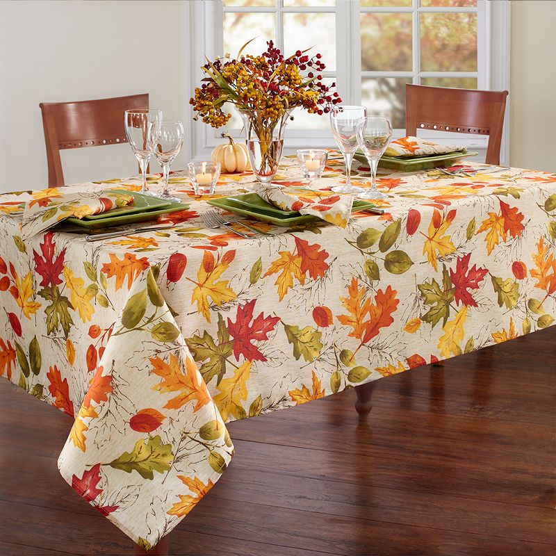 Autumn Leaves Fall Printed Tablecloth - Orange/Yellow - Elrene Home Fashions, 2 of 4