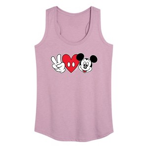 Women's - Disney - Peace Love Mickey Graphic Racerback Tank - 1 of 4