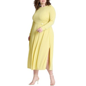 ELOQUII Women's Plus Size Eupalette Dress With Pleats - 1 of 3