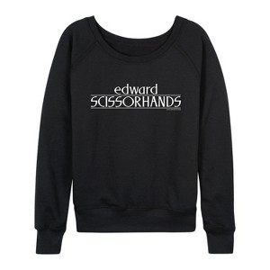 Women's - Edward Scissorhands - Edward Scissorhands Logo Lightweight French Terry Wide Neck Long Sleeve Graphic Shirt - 1 of 4