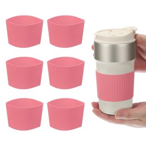 Unique Bargains Silicone Protective Heat Resistant Non Slip Coffee Cup Sleeve 6 Pcs - 1 of 4