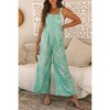 Amaryllis Women's Wide Leg Overalls Printed Adjustable Strap Relaxed Fit Pockets Flowy Jumpsuit - 2 of 4