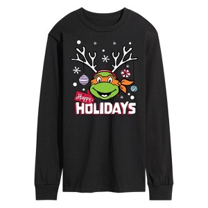Men's - Teenage Mutant Ninja Turtles - Happy Holidays Long Sleeve Graphic T-Shirt - 1 of 4