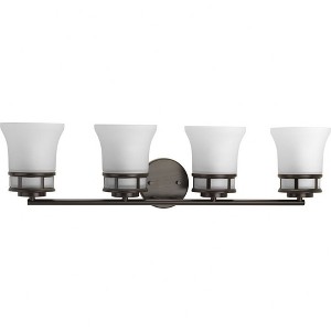 Progress Lighting Cascadia 4-Light Bath Vanity, Steel, Antique Bronze, Etched Glass Shade - 1 of 2