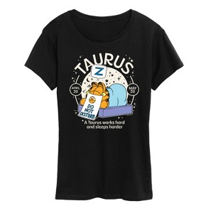 Women's - Garfield - Taurus Works Hard Sleeps Harder Do Not Disturb Short Sleeve Graphic T-Shirt - 1 of 4