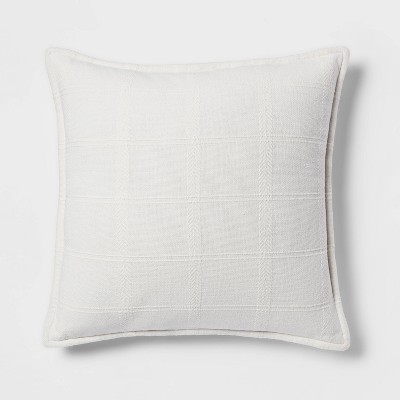 Euro Woven Plaid Decorative Throw Pillow Ivory - Threshold™