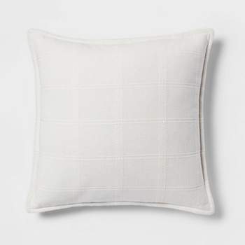 Euro Woven Plaid Decorative Throw Pillow Ivory - Threshold™