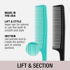 Conair Volume, Lift, and Separate Fine-Tooth Tail Combs - Black/Teal - 2pk - 3 of 4