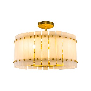 Parrot Uncle 17.7" Modern Gold Semi-Flush Mount Ceiling Light Drum Light - 1 of 4