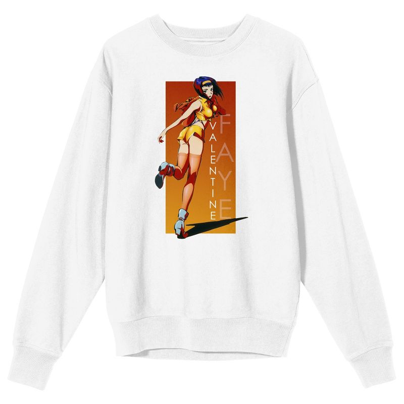Faye Valentine Cowboy Bebop Men's White Long Sleeve Sweatshirt, 1 of 2