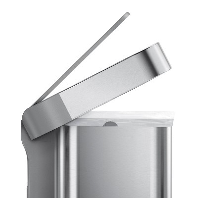 simplehuman 45L Rectangular Step Trash Can with Liner Pocket Brushed Stainless Steel and Gray Plastic Lid_2