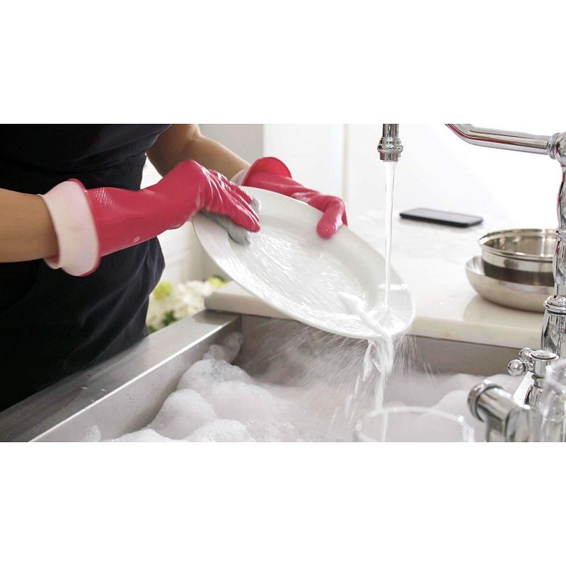Casabella Premium Waterblock Cleaning Gloves Pink - 2 Pair (4 Gloves), 2 of 7