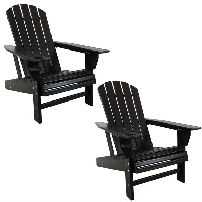 Sunnydaze Outdoor Lake Style Adirondack Chair with Cup Holder