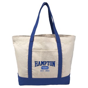 Hampton University Pirates Established Date Canvas Tote Bag With External Pocket, Reusable Shoulder Bag for Shopping, School, Beach - 1 of 4