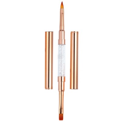 Unique Bargains Double Ended Nail Art Brush Gel Polish Nail Art Design Pen Painting Brush Tools for Home DIY Manicure Rose Gold Tone