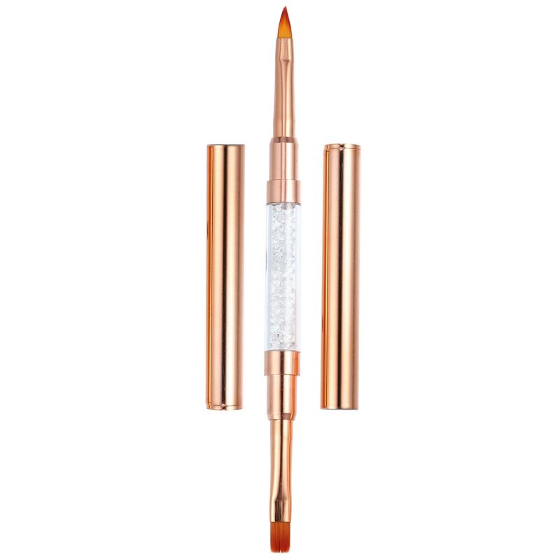 Unique Bargains Double Ended Nail Art Brush Gel Polish Nail Art Design Pen Painting Brush Tools for Home DIY Manicure Rose Gold Tone, 1 of 7