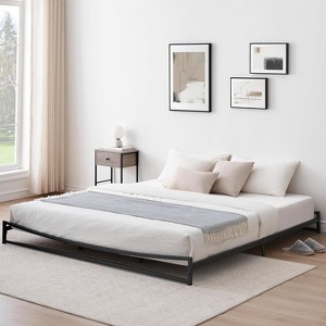 Homhougo Low Profile Queen Bed Frame, 6 Inch Heavy Duty Metal Queen Size Platform Bed Frame, Mattress Foundation with Steel Slat Support, Black - 1 of 4